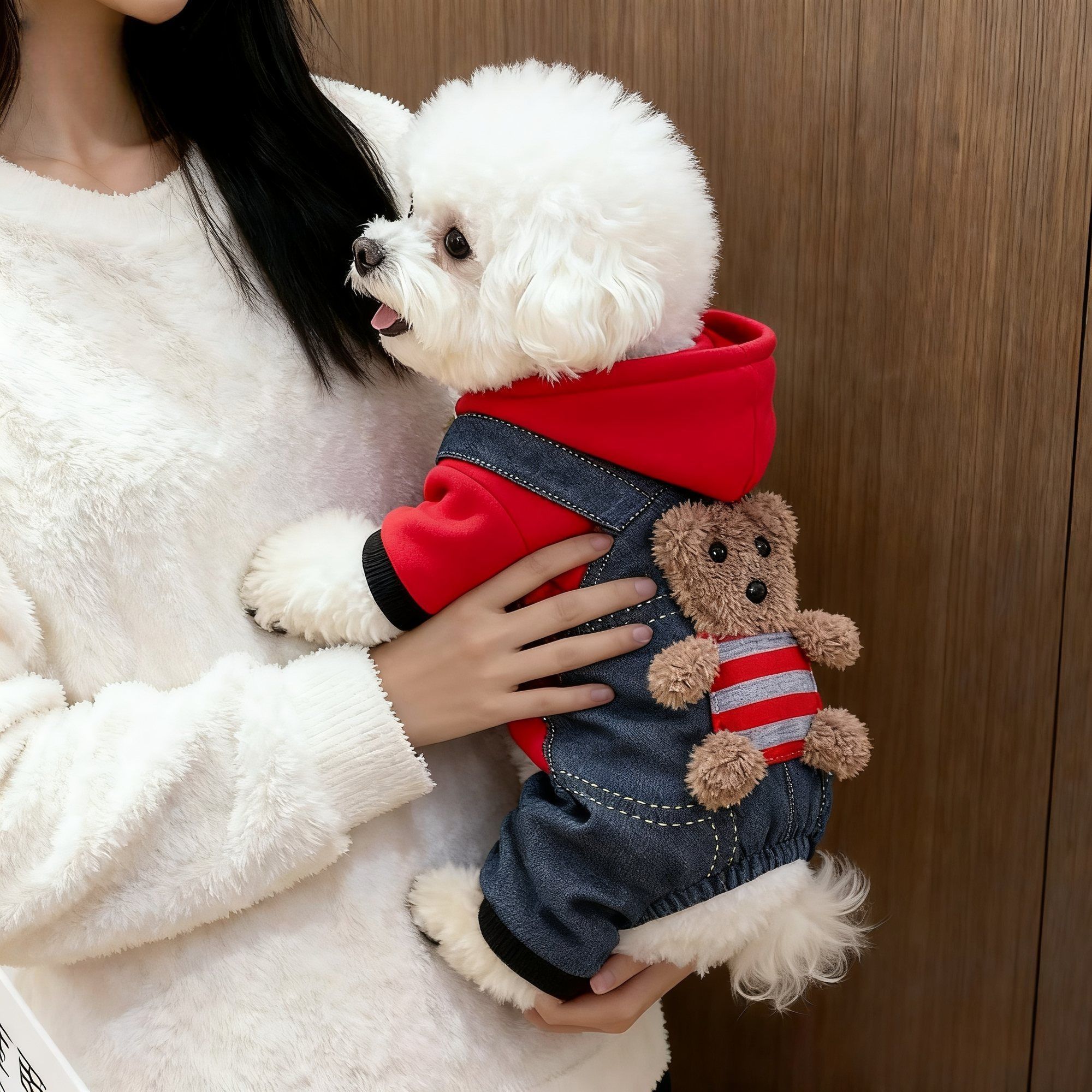 狗狗衣服秋冬款小熊四脚衣比熊博美加绒小猫咪衣服防寒