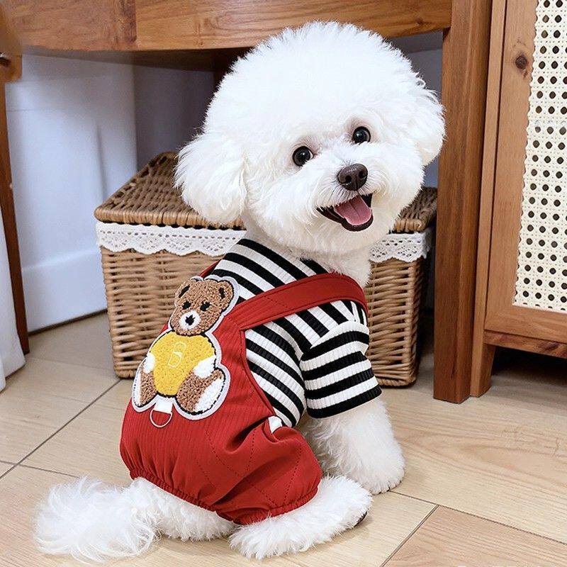 狗狗衣服秋冬保暖灯芯绒四脚衣中小型犬比熊博美宠物冬装加厚棉衣