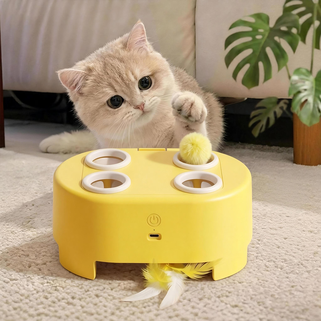 猫咪玩具多功能打地鼠捕猎盒小猫自嗨解闷消耗体力益智电动逗猫棒