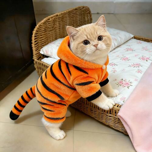 猫咪衣服秋冬可爱老虎变身装冬季保暖防掉毛小猫蓝猫四脚宠物加厚