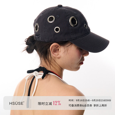 HSUSE做旧气眼复古鸭舌帽显脸小