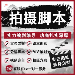 脚本编写短视频拍摄方案策划宣传片文案分镜头设计剪辑纪录片剧本