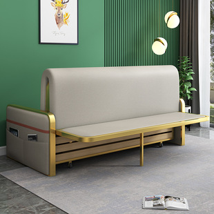 多功能可折叠沙发床两用可伸缩单人床小户型网红款 坐卧家用科技布