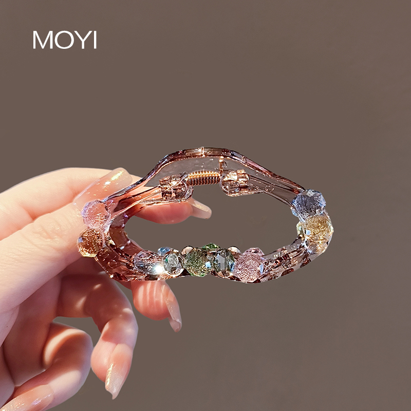 超闪镶钻网红云朵抓夹精致高档亚克力盘发鲨鱼夹时尚后脑勺发夹子