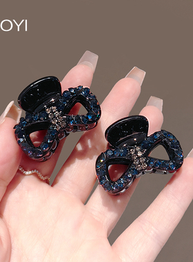 时尚新款海蓝色水钻蝴蝶结侧边顶夹高档韩系碎发小号抓夹发夹头饰