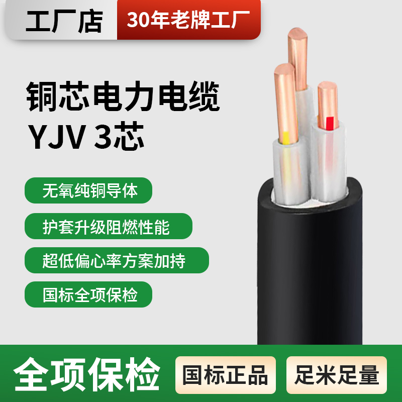 三芯铜电缆线3*1016253550