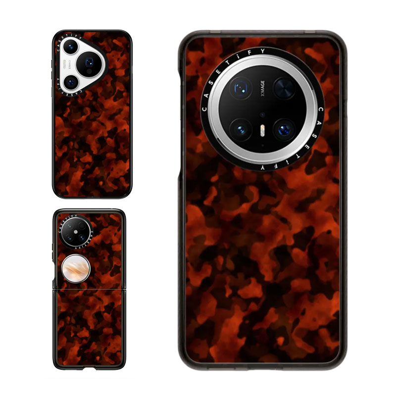 现货CASETiFY红色玳瑁适用华为P70 Pro手机壳Ultra/Pocket 2折叠Mate60/70Pro+创意潮牌小众轻奢华防摔保护套