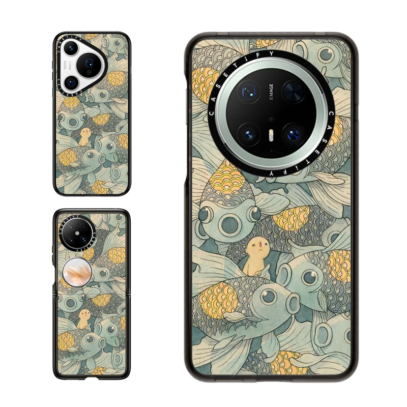 现货CASETiFY鱼缸锦鲤适用华为Pura 80 Pro手机壳Ultra/Pocket 2折叠Mate70Pro+小众插画艺术怪诞防摔保护套