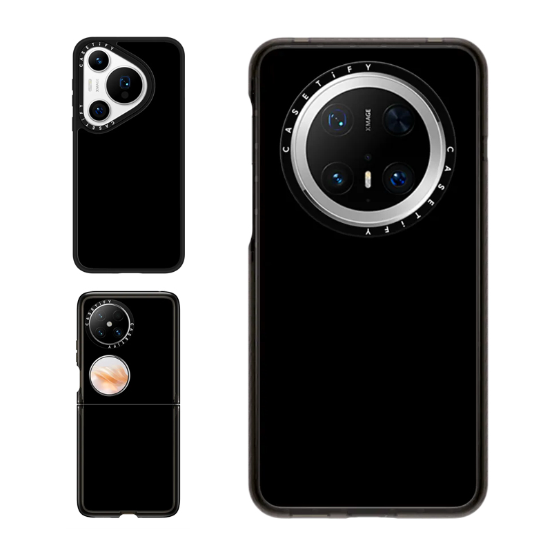 现货CASETiFY经典纯黑色适用华为P70 Pro手机壳Ultra/Pocket 2折叠Mate60/70Pro+时尚潮牌极简全包防摔保护套