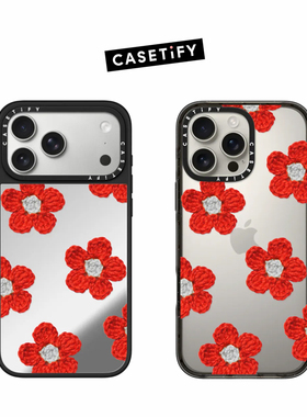 现货CASETiFY钩针花红色适用于苹果iPhone17 pro max磁吸手机壳16/15/14创意13小众高端air防摔镜面保护套12
