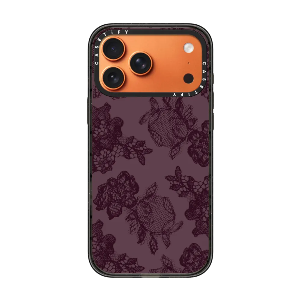现货CASETiFY深褐红蕾丝适用苹果iPhone17 pro 