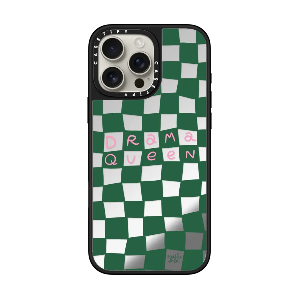 现货CASETiFY戏精绿色棋盘格适用苹果iPhone16 pro max磁吸手机壳15/14/13法国艺术家创意高级感防摔保护套12