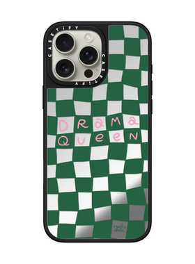 现货CASETiFY戏精绿色棋盘格适用苹果iPhone16 pro max磁吸手机壳15/14/13法国艺术家创意高级感防摔保护套12