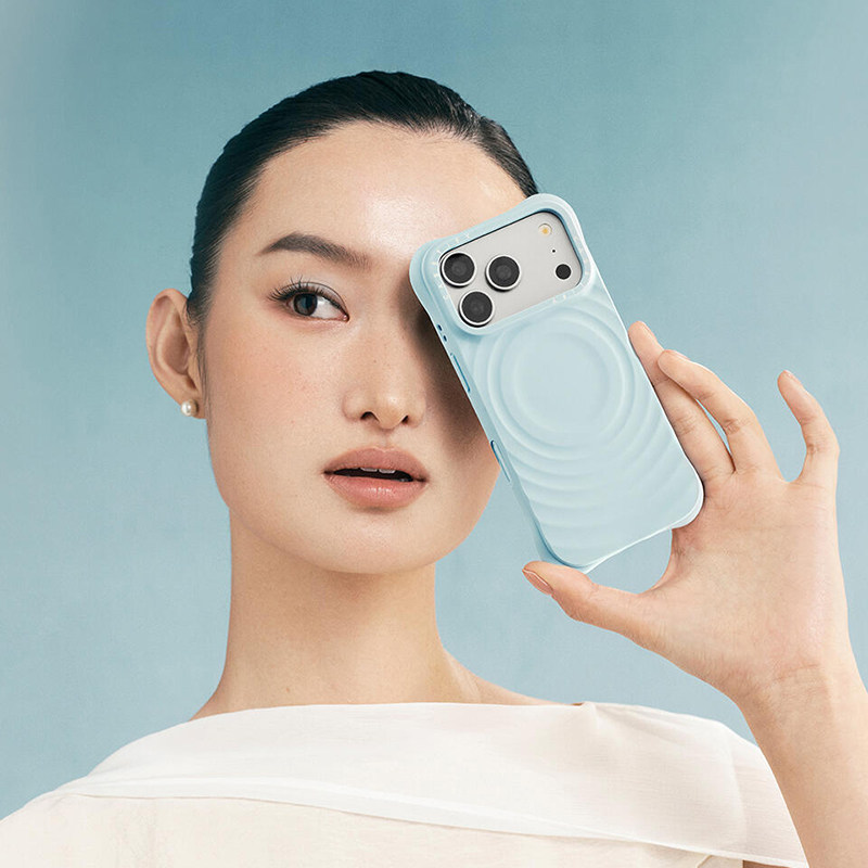 现货CASETiFY新品天青色波漾水仙灵感适用于苹果iPhone17 pro max磁吸手机壳16/15/14简约波浪液态硅胶保护套