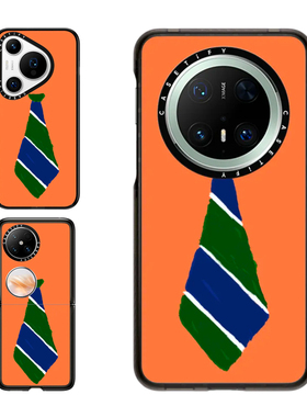 现货CASETiFY橙色底领带适用于华为P70 Pro手机壳Ultra/Pocket 2折叠Mate60/70Pro+创意小众高级感防摔保护套