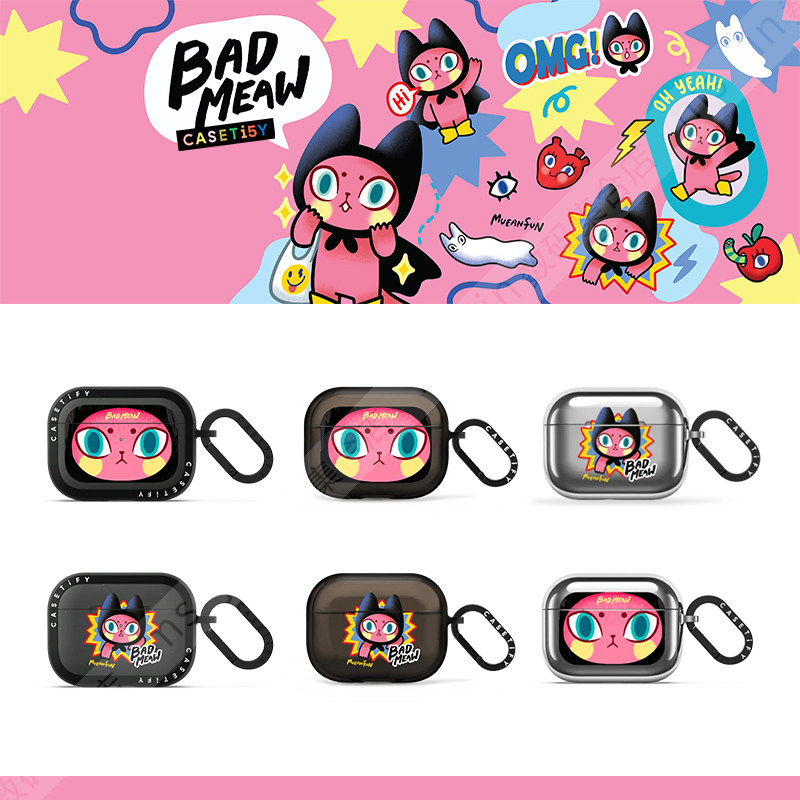 CASETiFY暗黑系猫咪Badmeaw搞怪萌趣适用苹果Airpods pro 1/2/3代无线蓝牙耳机保护套Airpods 3/4代防摔软壳