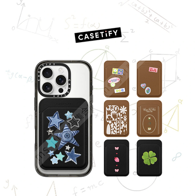 CASETiFY复古印花素皮磁吸卡套