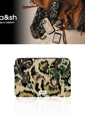 CASETiFY联名ba&sh法式慵懒绿色豹纹适用于苹果iPad/MacBook Pro13/16寸笔记本电脑包海绵内胆包袋防摔保护套