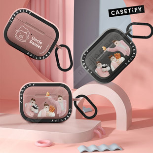 Daniel粉色大叔适用苹果Airpods 2代无线蓝牙耳机保护套Airpods CASETiFY联名Uncle pro 潮牌防摔壳 4代时尚