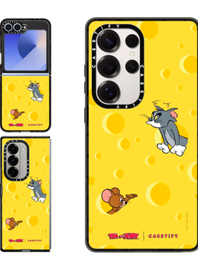 现货CASETiFY联名猫和老鼠芝士奶酪黄色适用三星S24/S25 Ultra手机壳Z Flip 6/Z Fold 5/4卡通可爱限量保护套