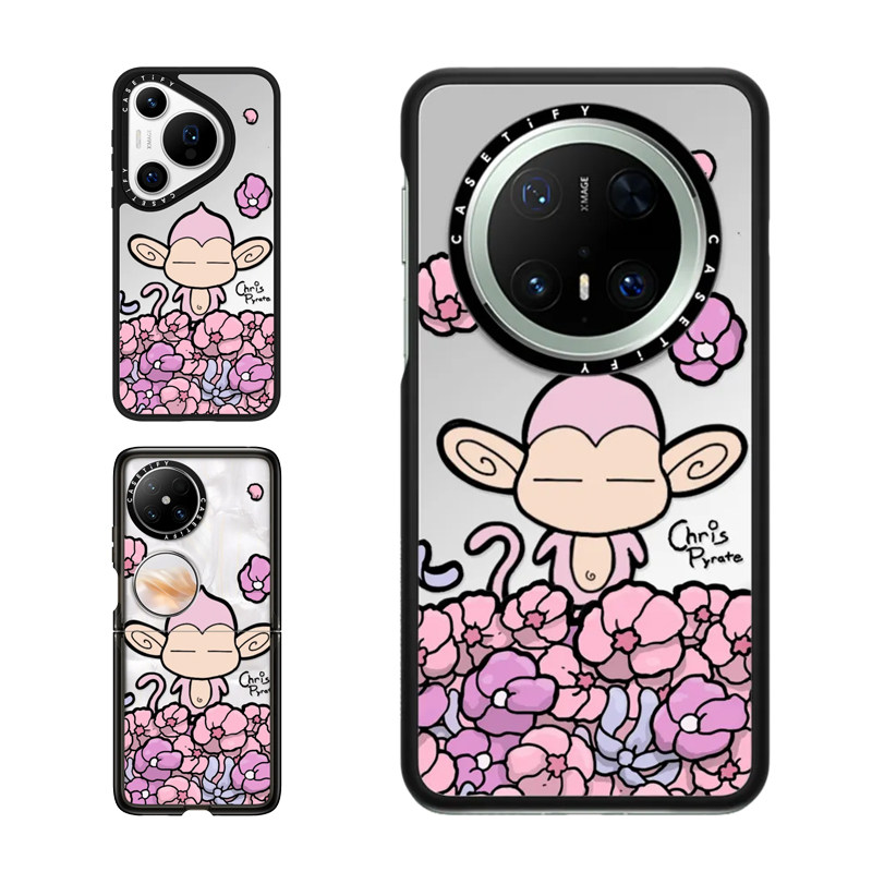 现货CASETiFY梦仔小猴子适用华为Pura 80 Pro手机壳Ultra/Pocket2折叠Mate70Pro+创意春日繁花艺术防摔保护套