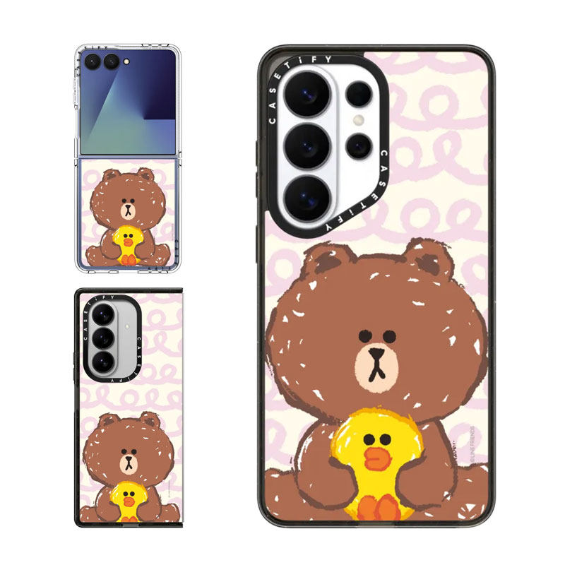 现货CASETiFY联名LINE FRIENDS通电适用于三星S25/S26 Ultra手机壳Z Flip 7/Z Fold 6布朗熊莎莉鸭可爱保护套
