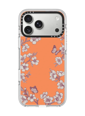 现货CASETiFY橙色粉樱庭园适用苹果iPhone17 pro max磁吸手机壳16/15/14创意复古小众轻奢13全包防摔保护套12