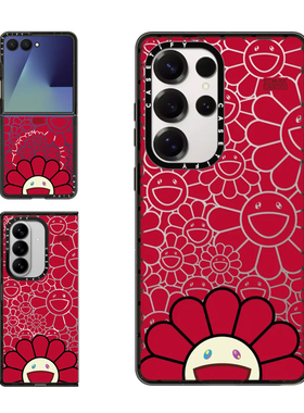 现货CASETiFY联名村上隆太阳花笑脸红色定制可写字适用三星S24/S25 Ultra手机壳Z Flip 7/Z Fold 6潮流保护套