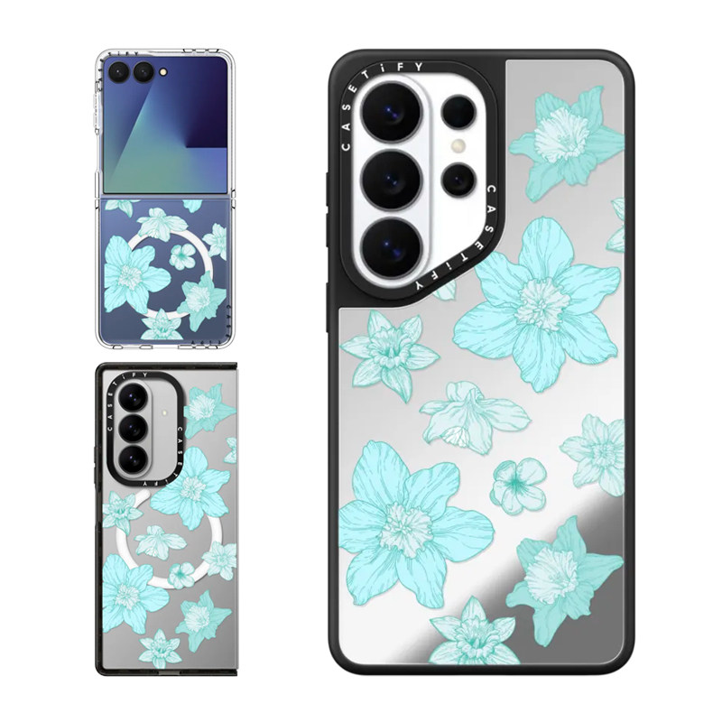 现货CASETiFY春日礼遇天青水仙适用三星S25/S26 Ultra手机壳Z Flip7/Z Fold 6/5时尚清新蓝色花卉保护套s24+