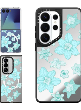 现货CASETiFY春日礼遇天青水仙适用三星S25/S26 Ultra手机壳Z Flip7/Z Fold 6/5时尚清新蓝色花卉保护套s24+