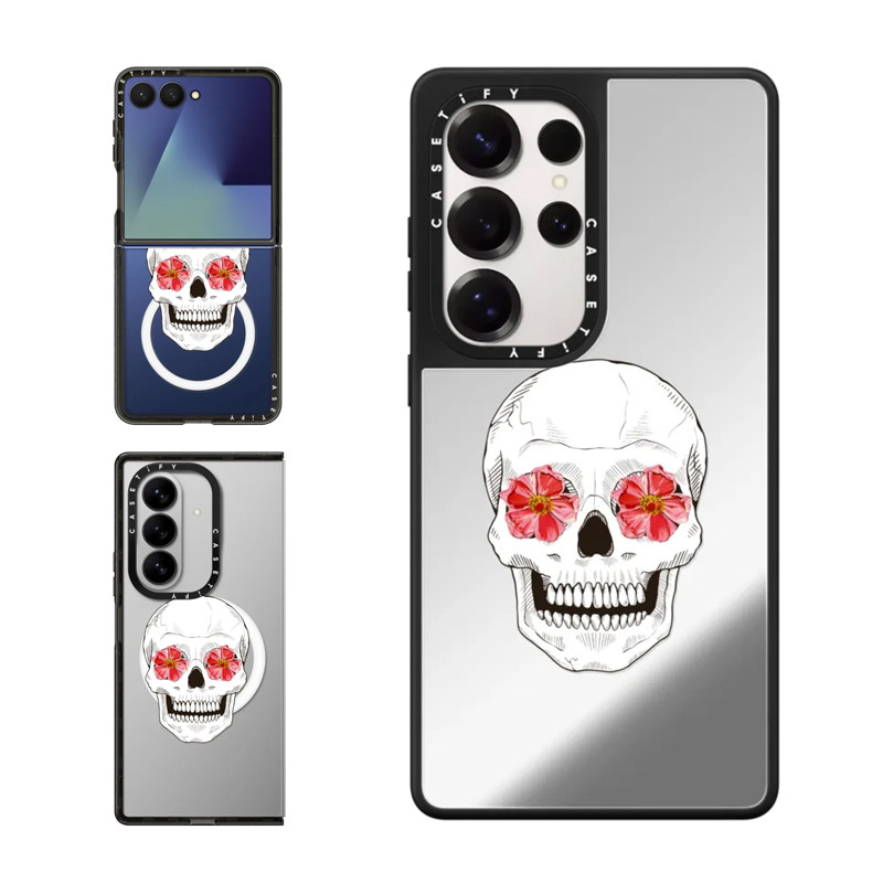 现货CASETiFY花骷髅适用三星S24/S25 Ultra手机壳Z Flip7/Z Fold 6/5创意个性潮牌小众高端透明防摔保护套s23