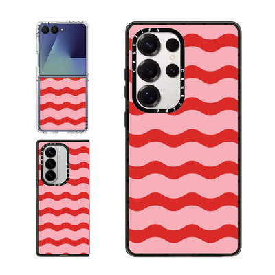 CASETiFY红粉波浪横条纹手机壳