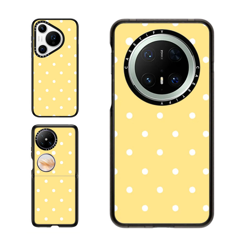 现货CASETiFY黄色经典圆点适用华为Pura 80 Pro手机壳Ultra/Pocket 2折叠Mate60/70Pro+时尚波点pura x保护套