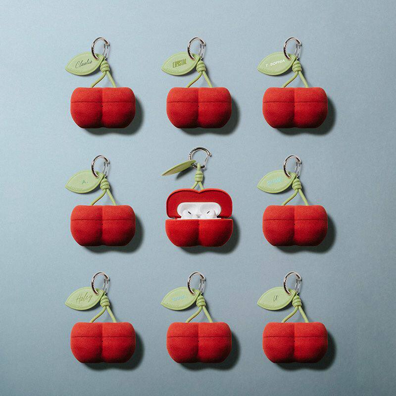 CASETiFY个性化定制可写字樱桃耳机收纳袋适用于苹果AirPods pro 3代无线蓝牙耳机保护套带饰扣可挂包防摔壳