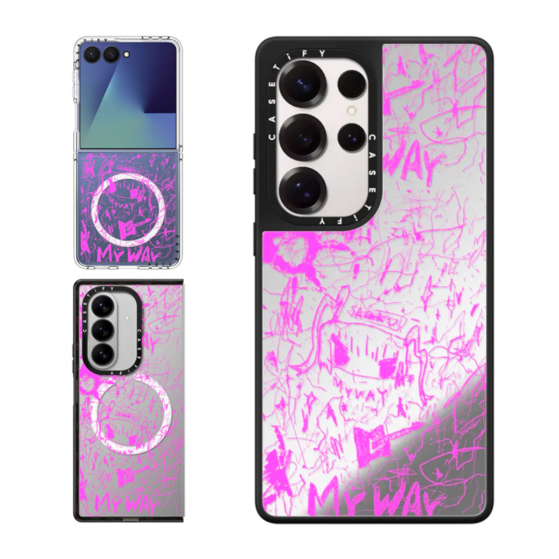 现货CASETiFY粉色撩拨适用于三星S24/S25 Ultra手机壳Z Flip7/Z Fold 6/5创意摇滚少女漫画朋克浪漫保护套s23
