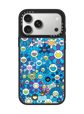 现货CASETiFY联名村上隆太阳花朵盛开蓝色定制写字适用苹果iPhone17 pro max磁吸手机壳16/15/14潮流保护套13