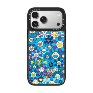 现货CASETiFY联名村上隆太阳花朵盛开蓝色定制写字适用苹果iPhone17 pro max磁吸手机壳16/15/14潮流保护套13
