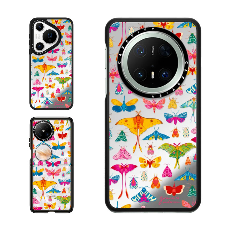 现货CASETiFY彩绘羽翼适用华为Pura 80 Pro手机壳Ultra/Pocket 2折叠Mate70Pro+彩色蝴蝶自然艺术防摔保护套
