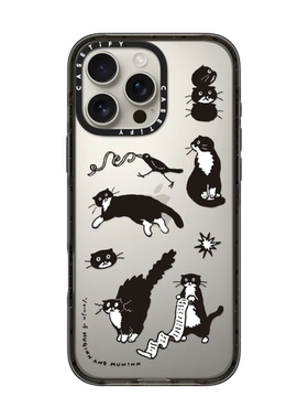 现货CASETiFY调皮小黑猫适用于苹果iPhone16 Pro Max手机壳15/14/13艺术家YEON JU潮牌12趣味奶牛猫咪防摔套