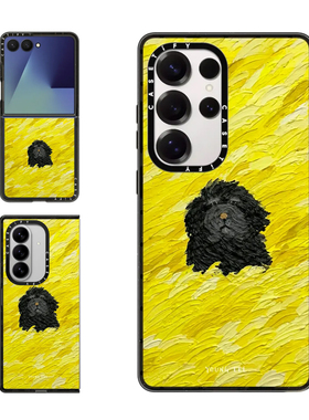 现货CASETiFY金黄麦田风中凌乱的黑色小狗适用三星S24/S25 Ultra手机壳Z Flip7/Z Fold 6/5可爱萌系保护套s23