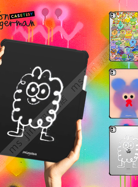 CASETiFY奇趣艺术家Jon Burgerman卡通适用苹果iPad Pro 11/13/12.9寸平板电脑保护套Air第5/6/7代翻盖M4壳M5