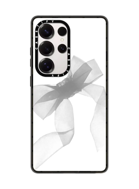 现货CASETiFY白底灰色欧根纱蝴蝶结适用于三星S24/S25 Ultra手机壳Z Flip7/Z Fold 6/5时尚潮牌防摔保护套s23