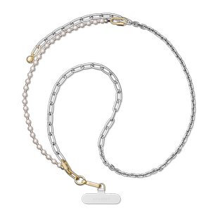 现货CASETiFY 2合1金属链背带-银色/珠饰多功能斜挎式手机挂脖链