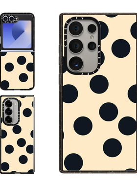 现货CASETiFY黑色圆点适用三星全型号S23/S24 Ultra手机壳Z Flip 6/Z Fold 5/4潮牌时尚创意高端防摔款保护套