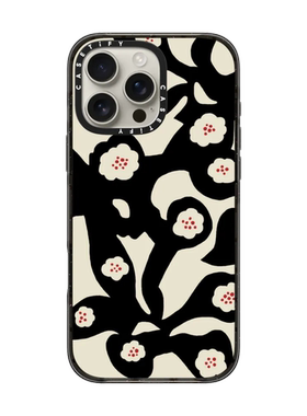 现货CASETiFY黑色小花适用于苹果iPhone16 pro max手机壳15/14/13磁吸12时尚潮牌花卉艺术小众轻奢全包保护套