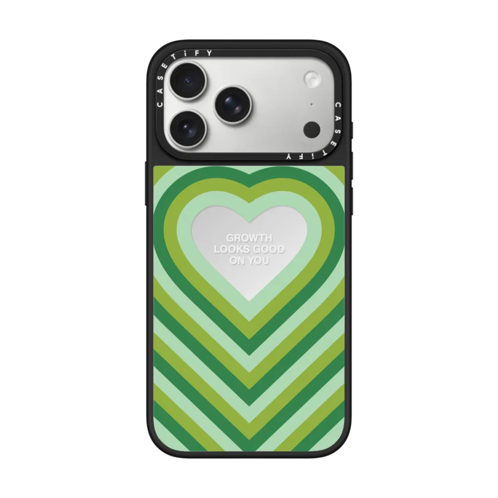 现货CASETiFY向上吧绿色爱心适用苹果iPhone17 Pro Max磁吸手机壳16/15/14镜面时尚潮牌13小众高级感保护套12