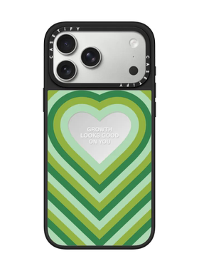 现货CASETiFY向上吧绿色爱心适用苹果iPhone17 Pro Max磁吸手机壳16/15/14镜面时尚潮牌13小众高级感保护套12