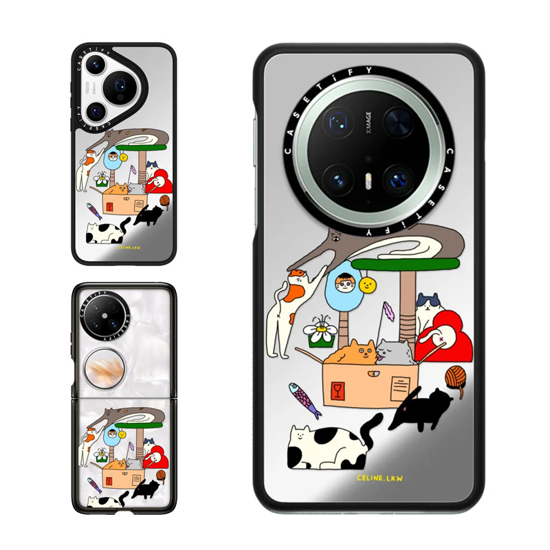 现货CASETiFY疯狂的猫适用华为Pura 80 Pro手机壳Ultra/Pocket 2折叠Mate70Pro+小众趣味可爱插画防摔保护套