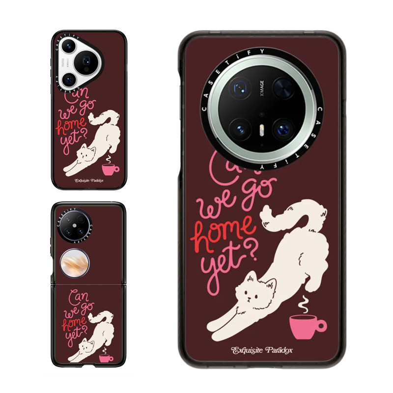 现货CASETiFY我们还能回家吗咖啡兔子适用华为Pura 80 Pro手机壳Ultra/Pocket2折叠Mate70Pro+复古酒红保护套