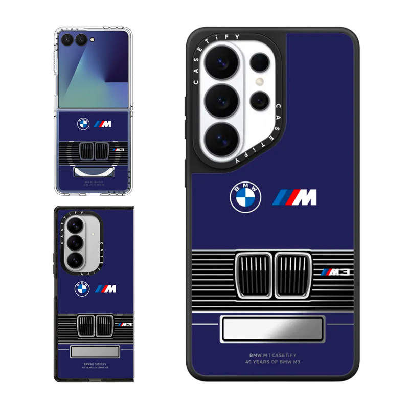 现货CASETiFY联名BMW宝马M3 E30车牌号蓝色定制适用三星S24/S25 Ultra手机壳Z Flip 7/Z Fold 6/5奢华保护套